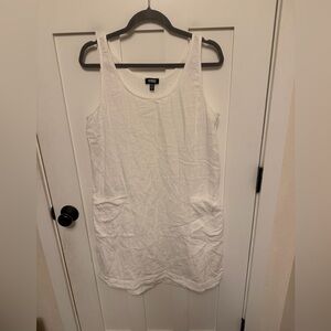 AIMEE KESTENBERG White Cotton Gauze Sleeveless Dress Size Medium front pockets